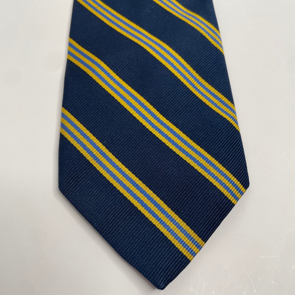 Brooks Brothers‎ 246 Silk Tie Blue Yellow Stripe Classic 3.25" x 58.5" - Flaw